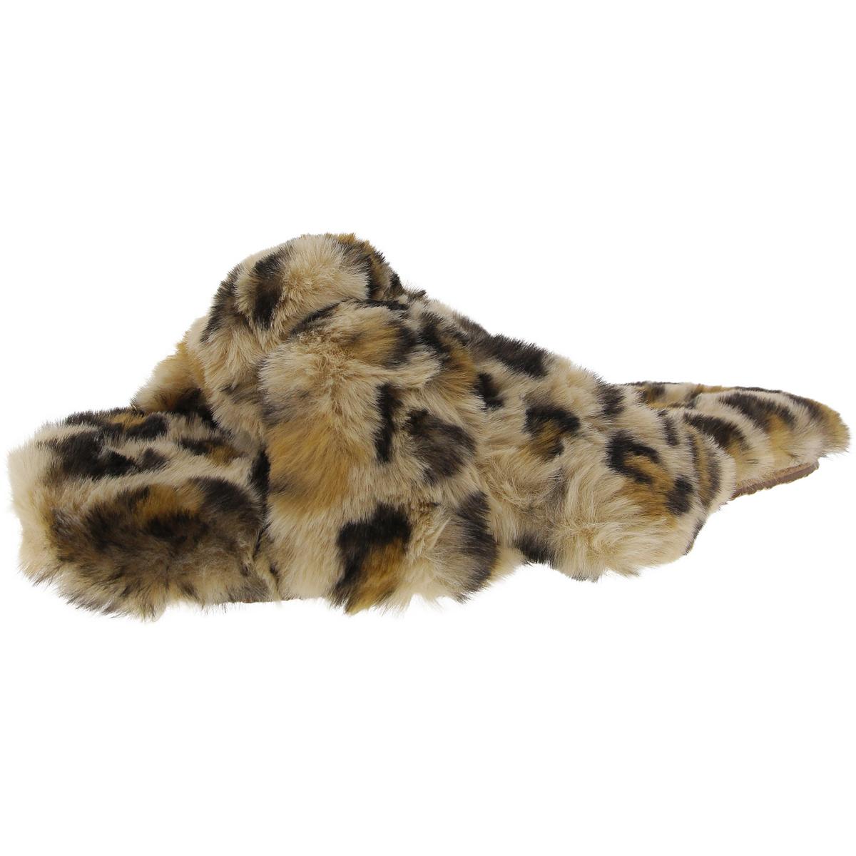 Twist Animal Print Faux Fur Slide Slippers