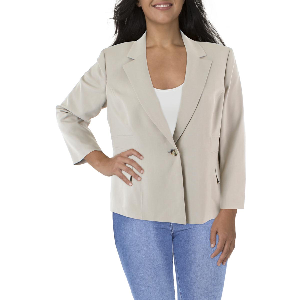 Plus Suit Separate Office One-Button Blazer