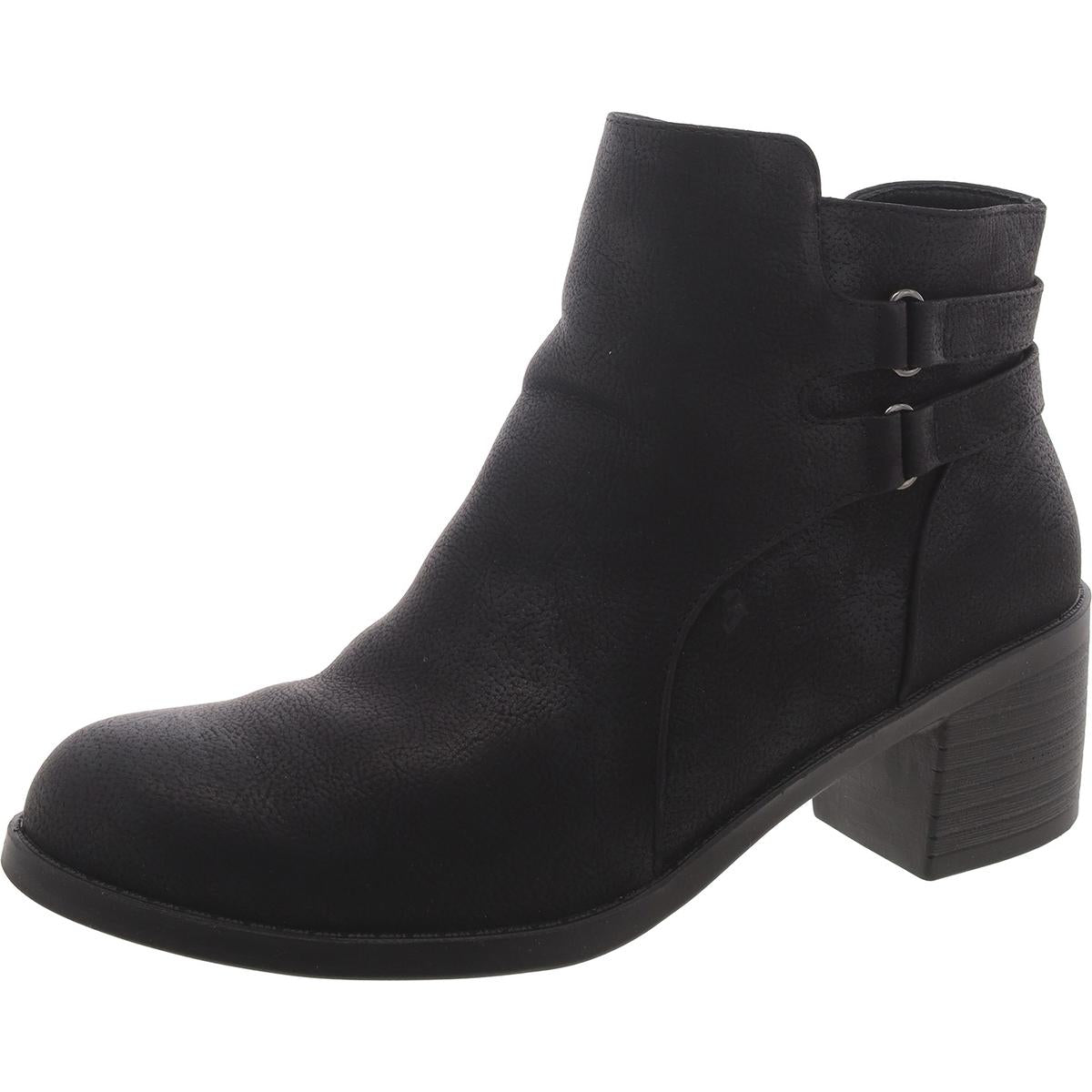 Faux Leather Casual Ankle Boots