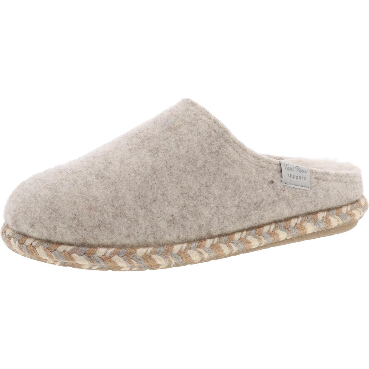 Faux Fur Lined Wool Slide Slippers