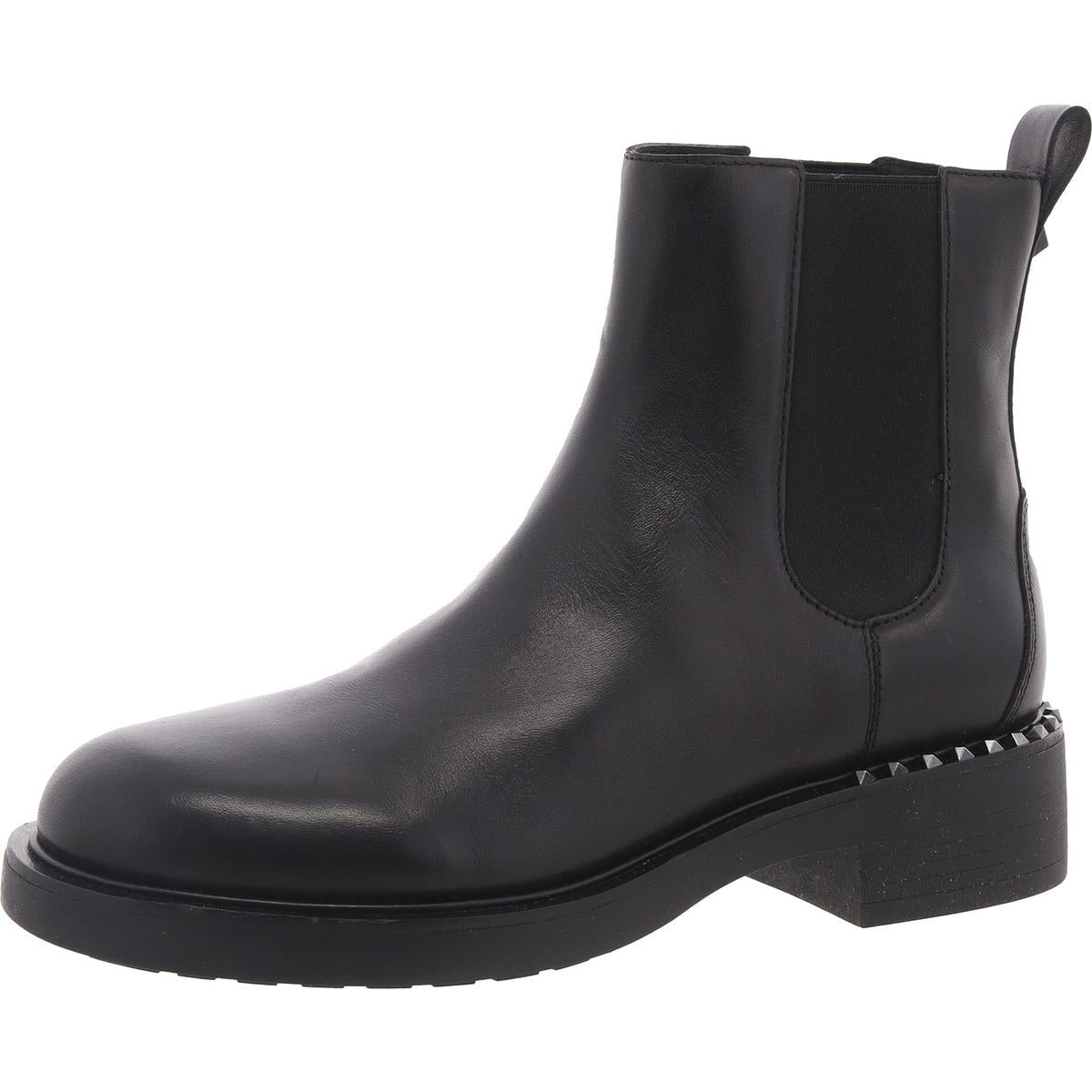 Fancy Block Heel Leather Ankle Boots