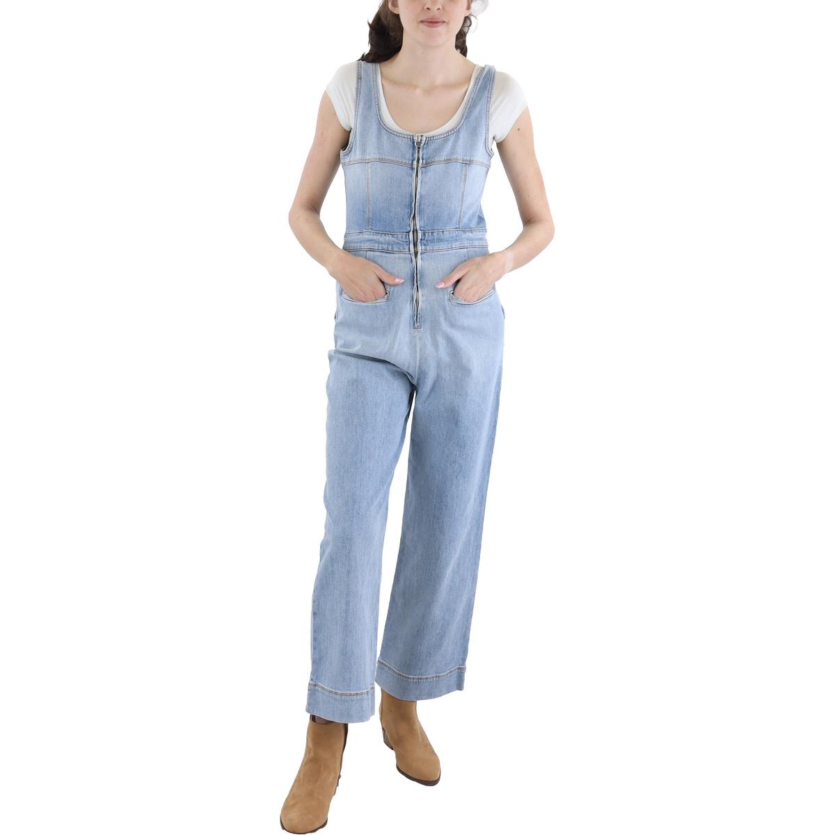 Zipper Denim Overall Jeans