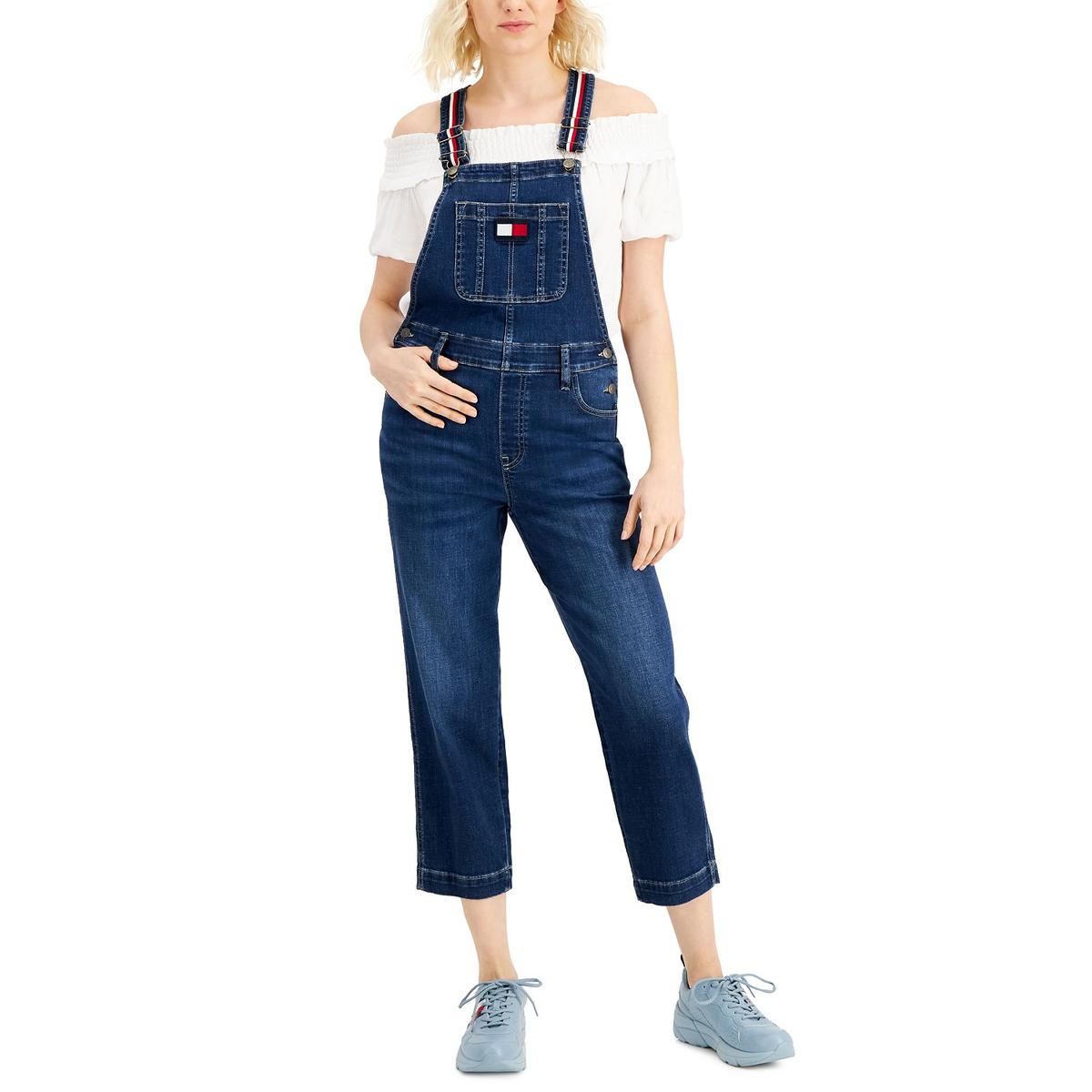 Cropped Logo Overall Jeans