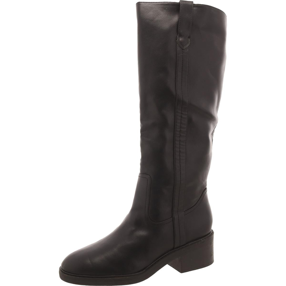 Vivie Faux Leather Block Heel Knee-High Boots