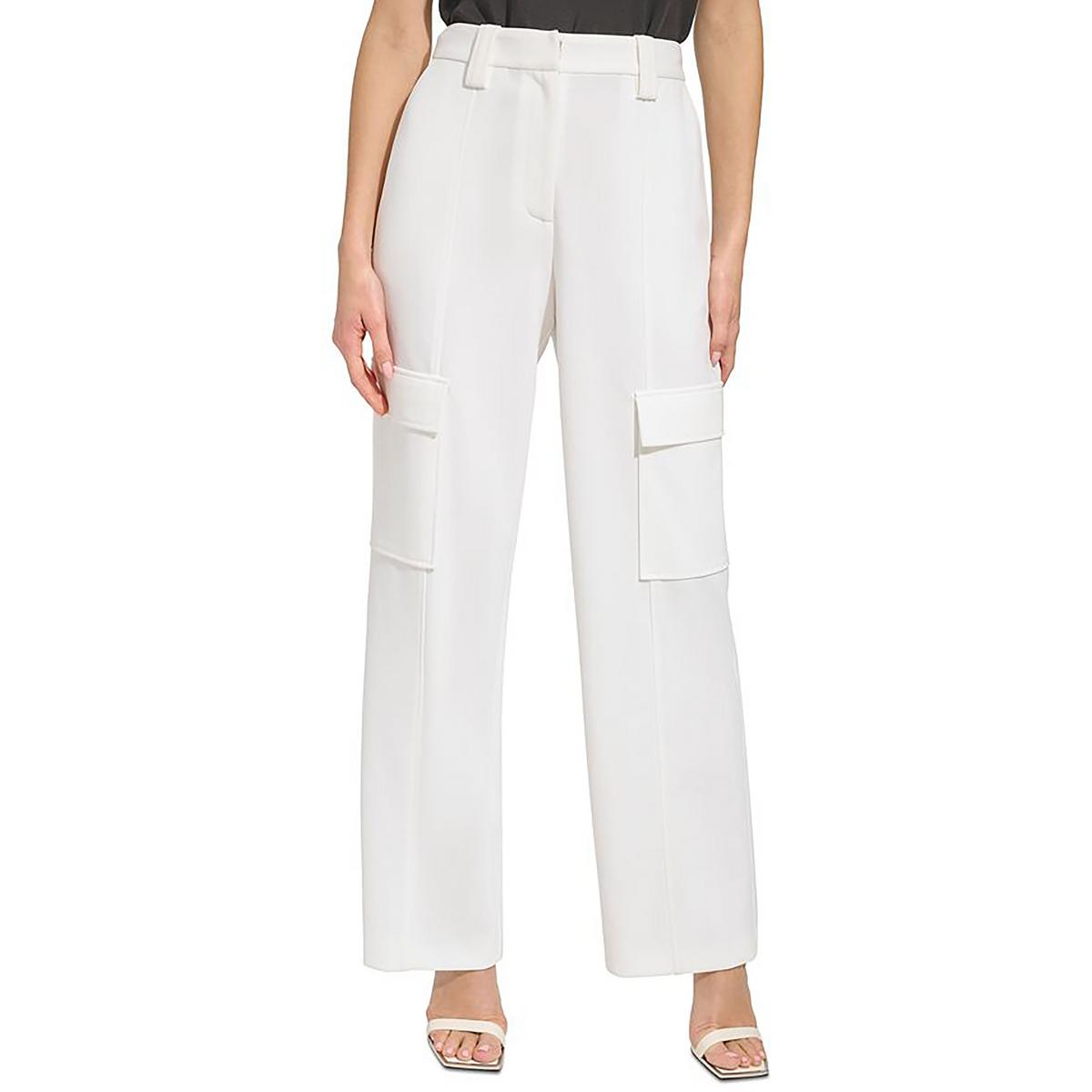 Crepe Mid-Rise Wide Leg Pants