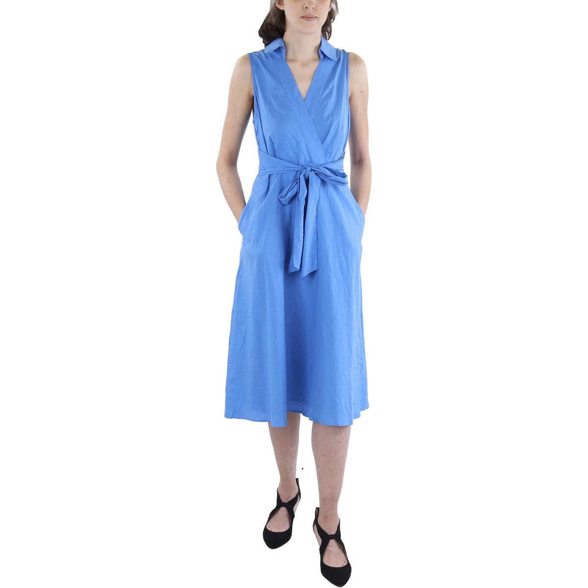 Faux Wrap Linen Shirtdress