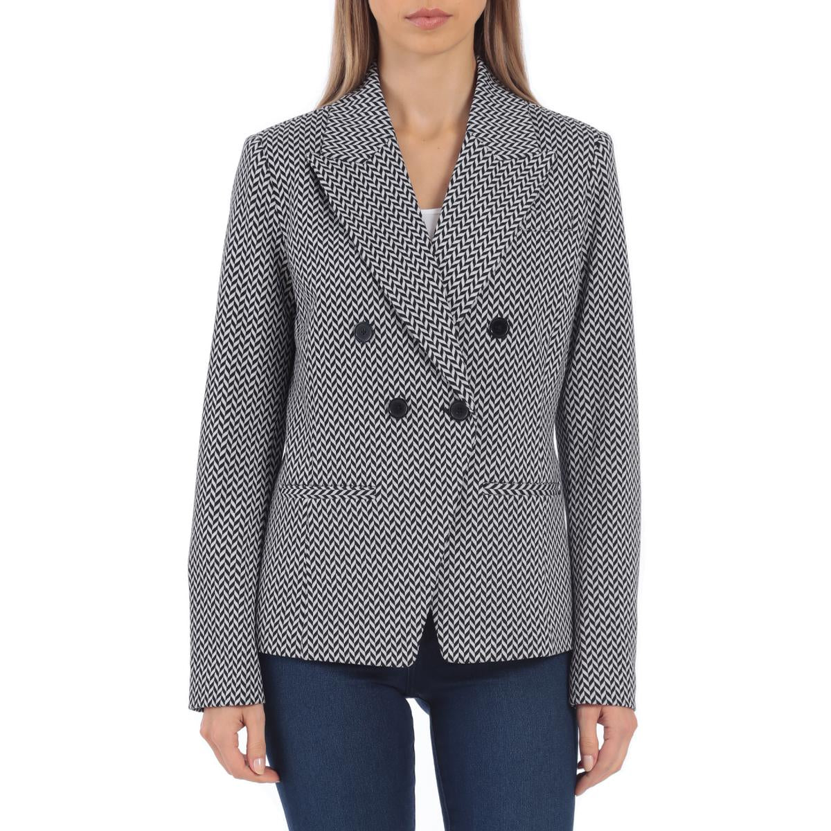 Double Breasted Houndstooth Print Double Breasted Blazer