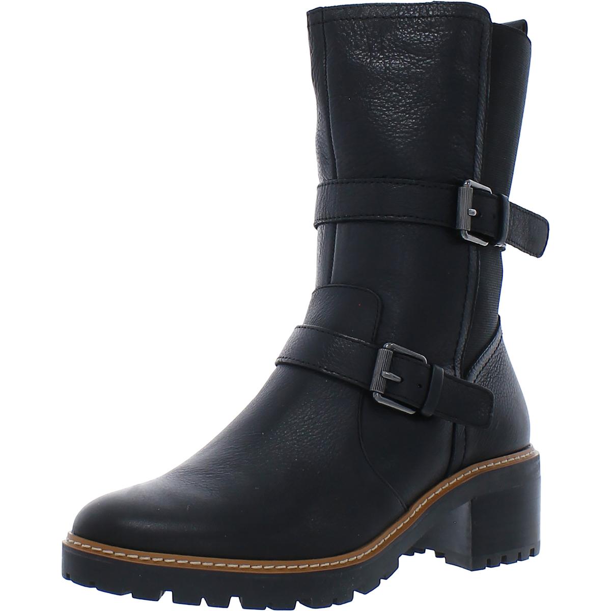 Leather Round Toe Mid-Calf Boots