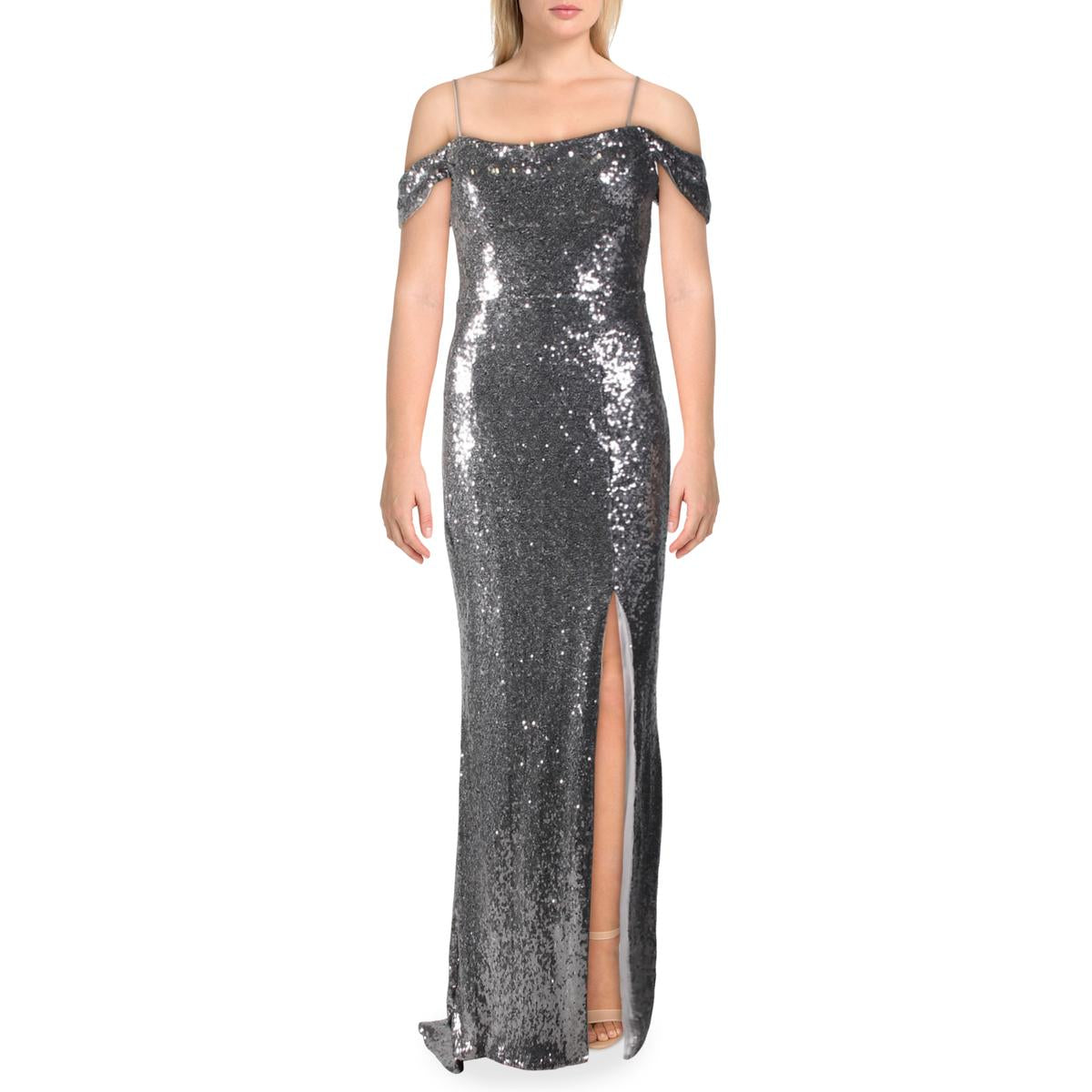 Sally Sequin Cold Shoulder Formal Dress