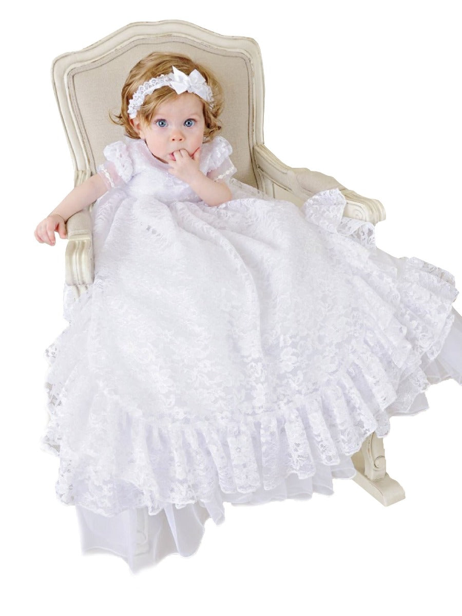 Baby Girls White Lucy Christening Gown Newborn-24M