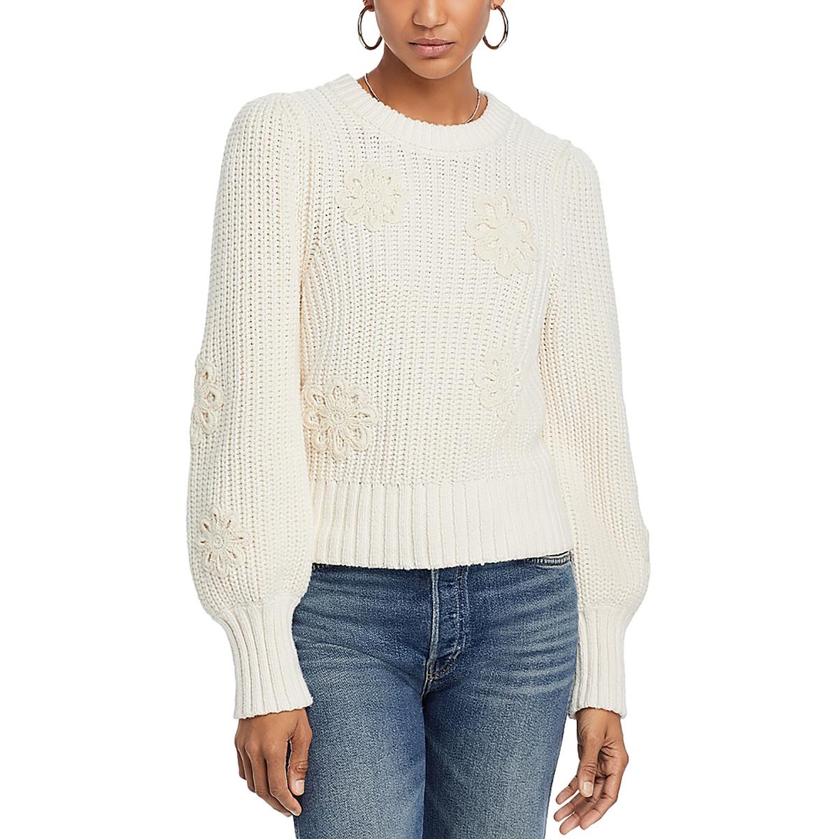 Romy Crochet Cable Knit Crewneck Sweater
