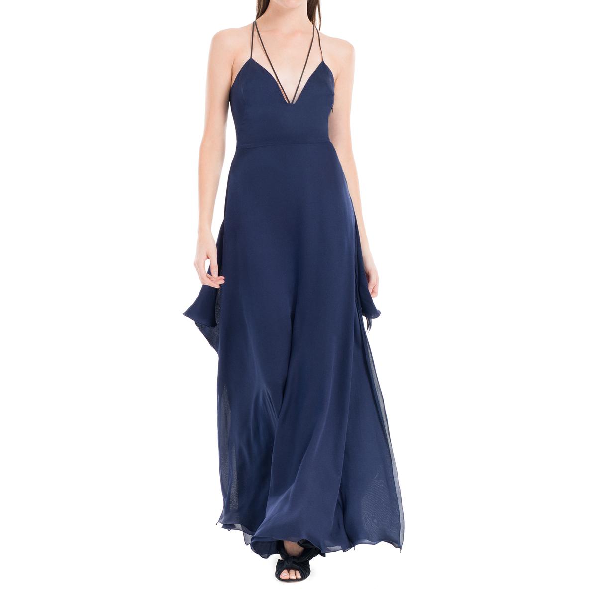 Silk Strappy Evening Dress