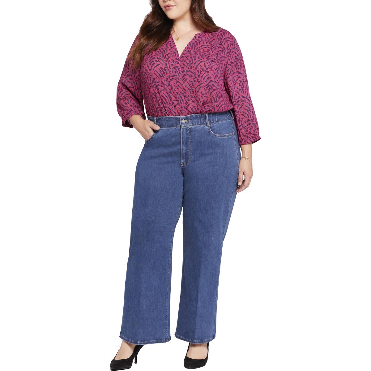 Plus Waist Match Tummy Slimming Denim Wide Leg Jeans