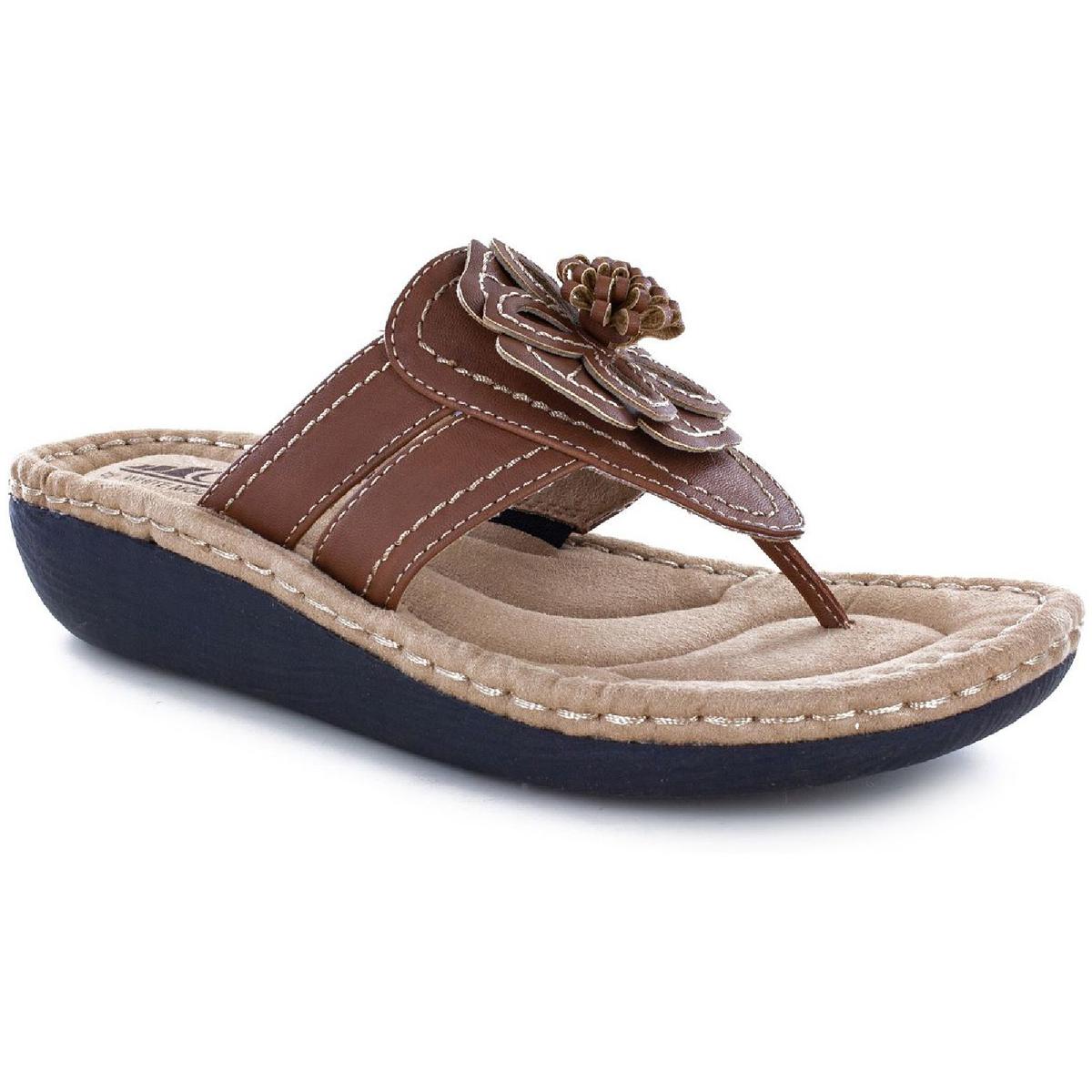 Carnation Faux Leather Slide On Thong Sandals