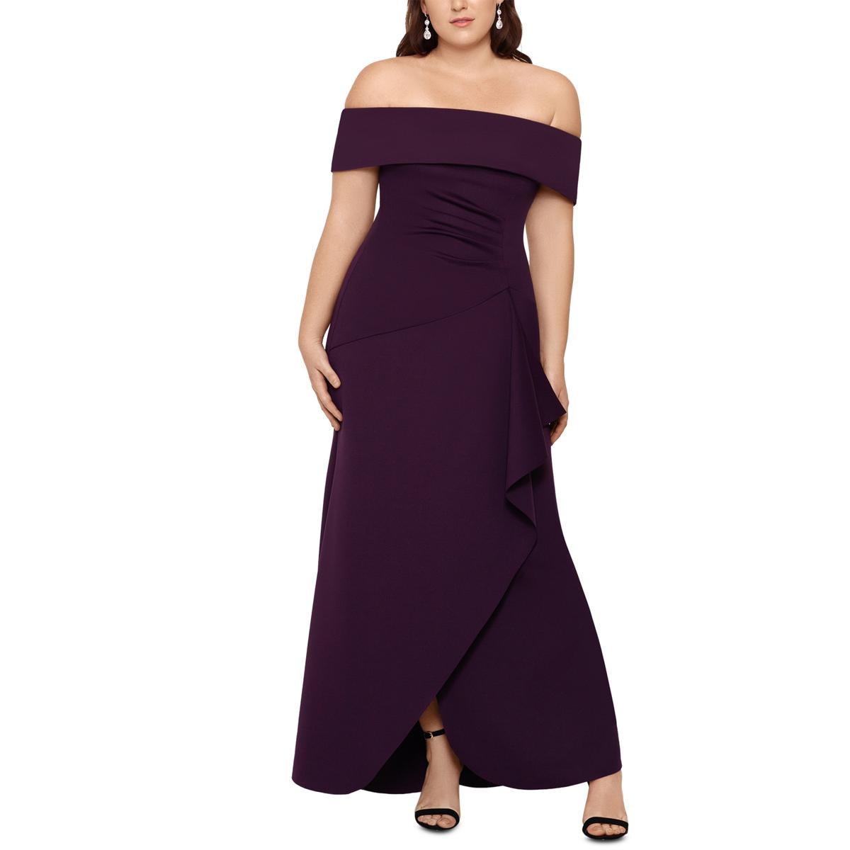 Plus Off-The-Shoulder Ruched Evening Dress