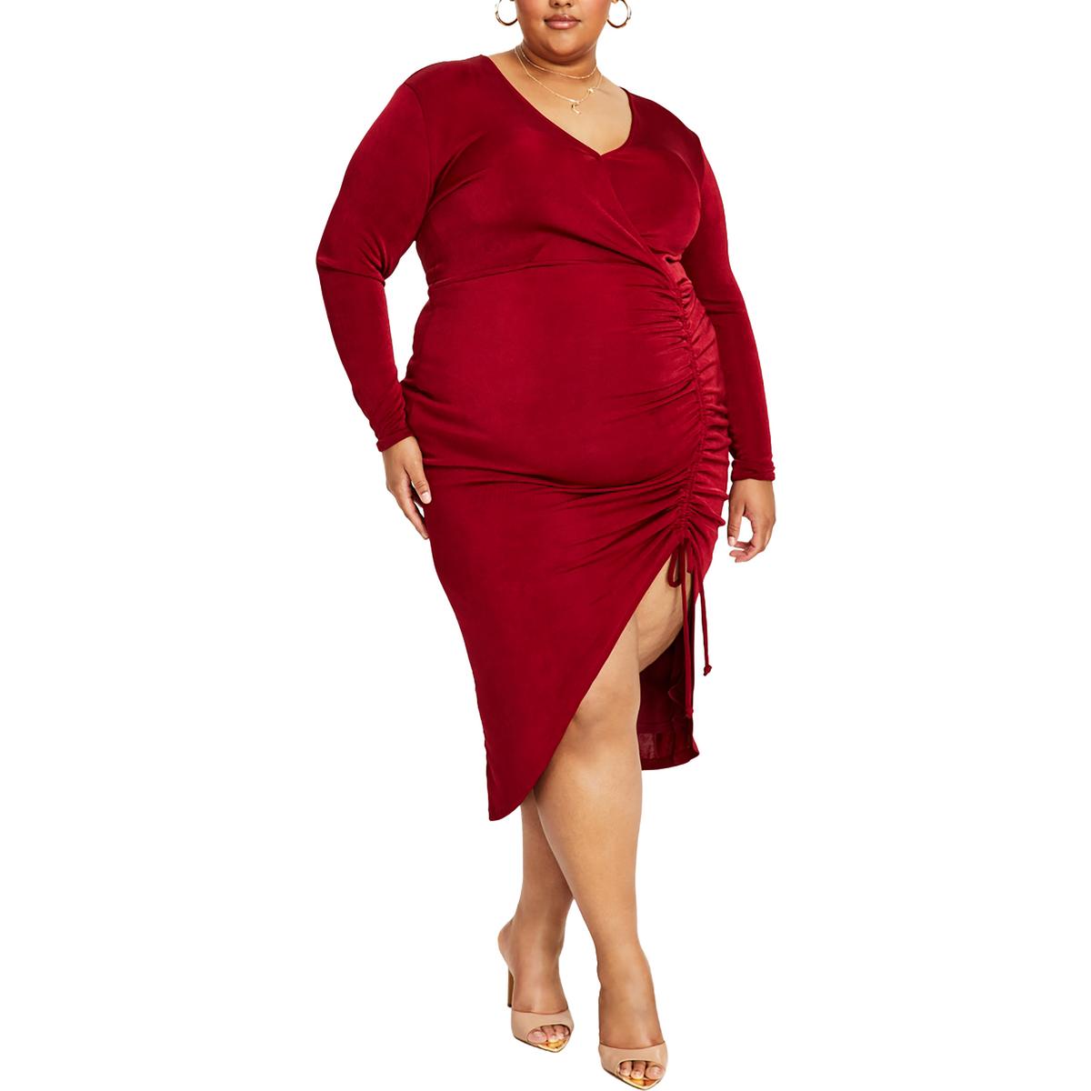 Ruched Hi-Low Bodycon Dress