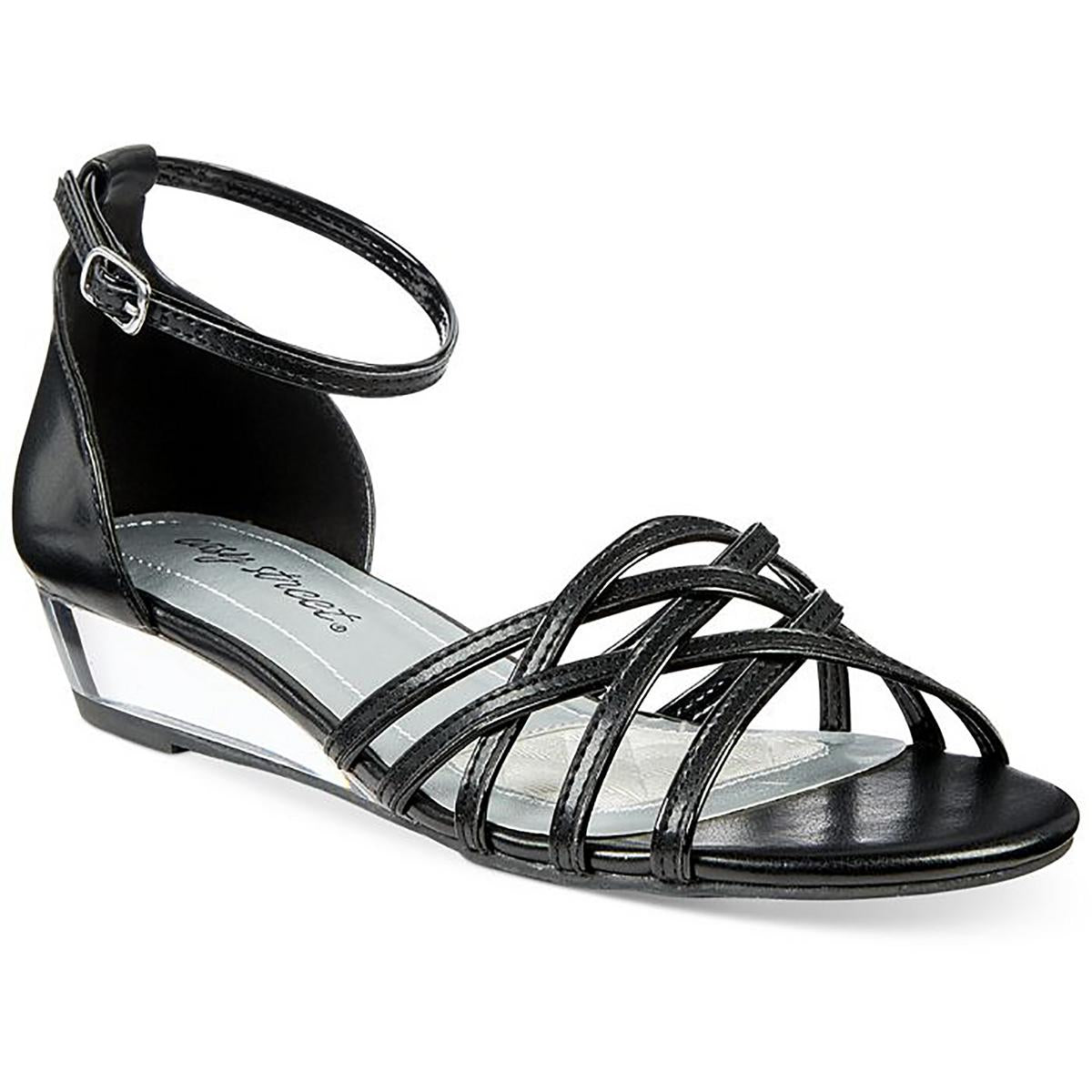 Tarrah Faux Leather Glitter Wedge Sandals