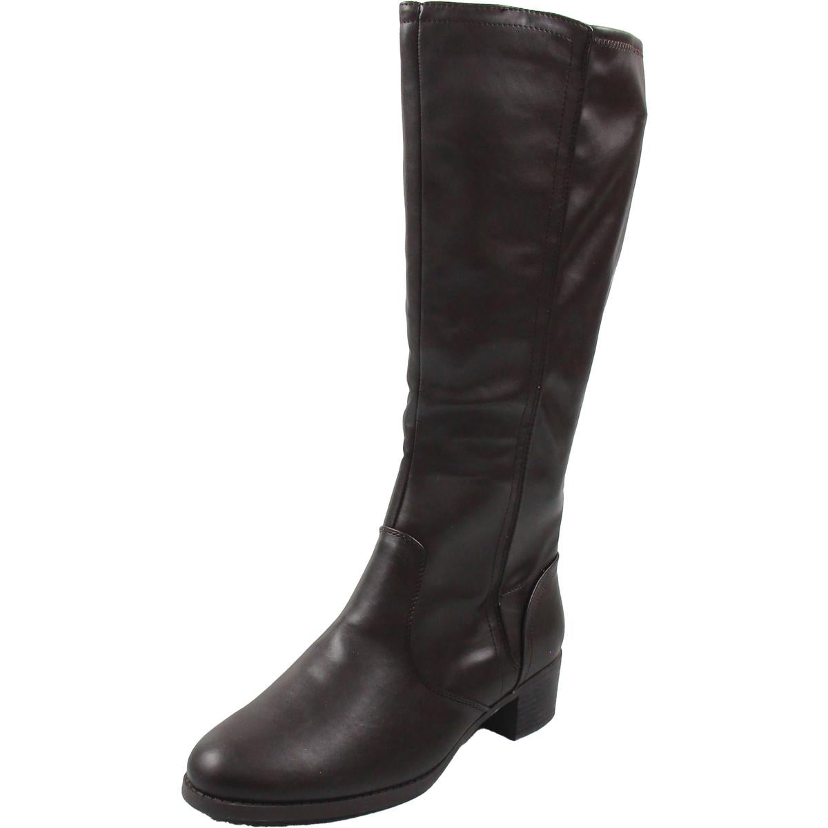 Tucker Zipper Faux Leather Knee-High Boots