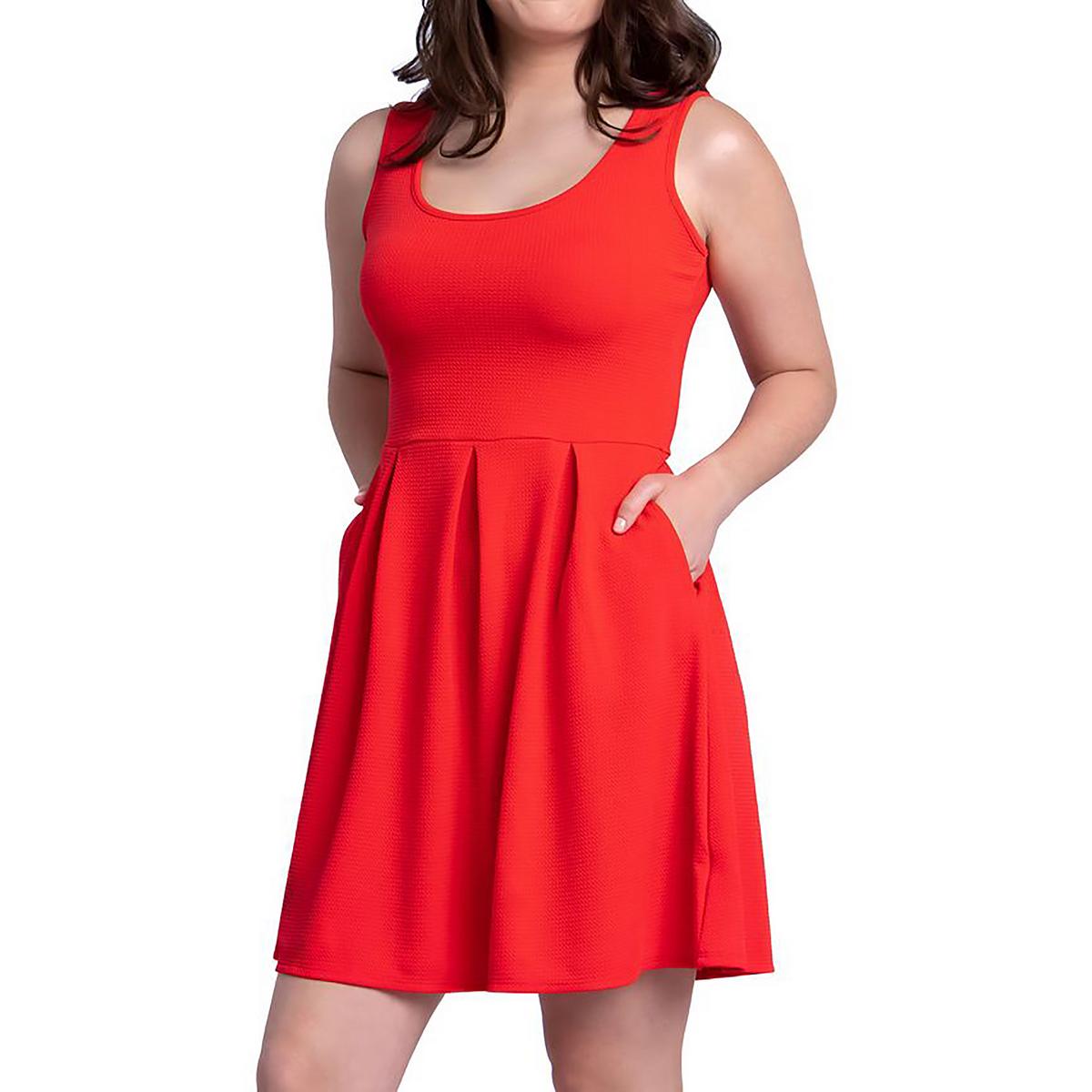 Plus Pleated Cap Sleeve Midi Dress