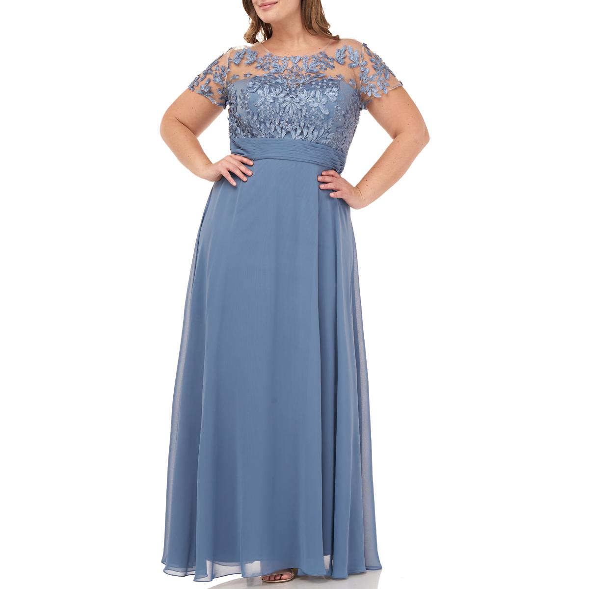 Plus Chiffon Floral Evening Dress