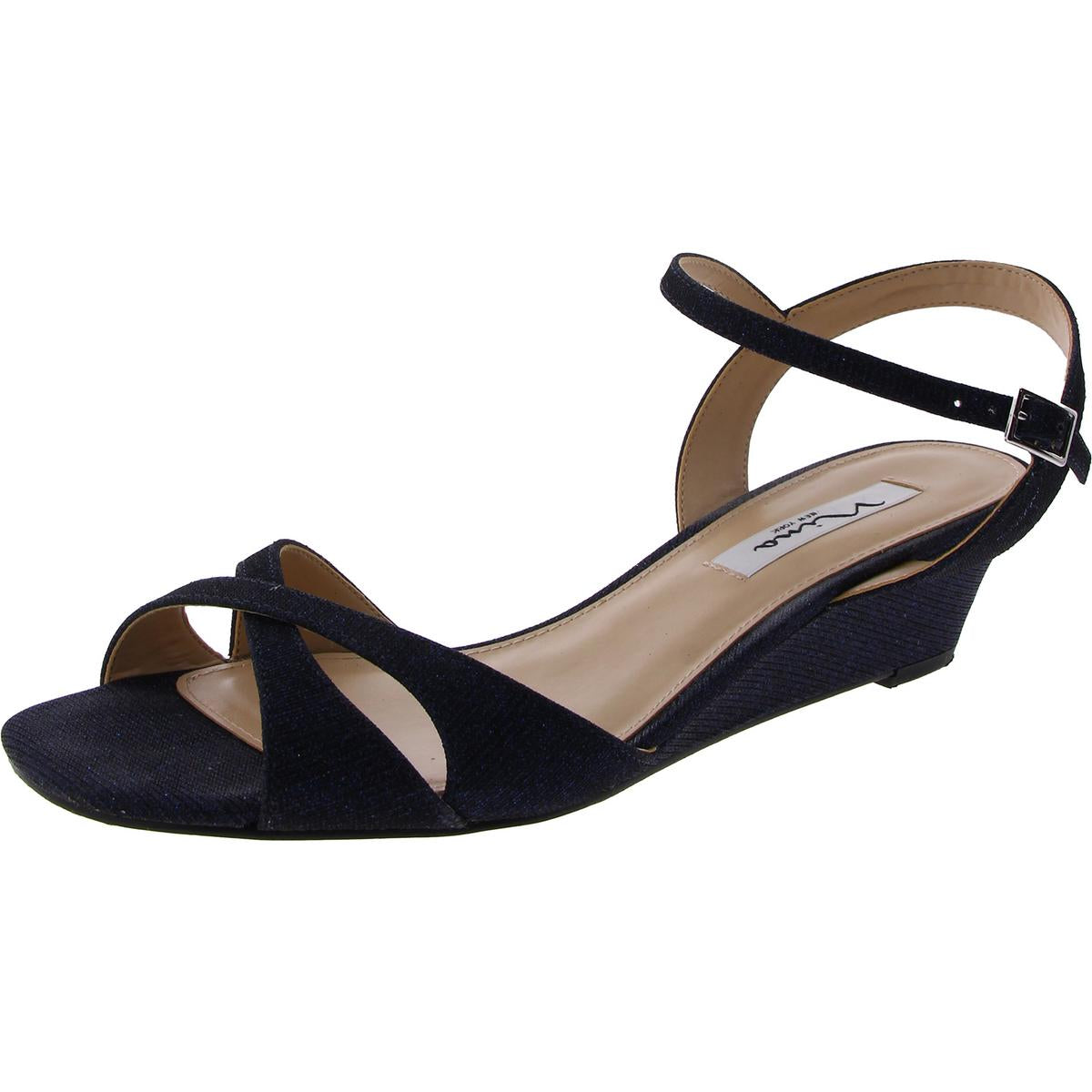 Flora Buckle Textured Wedge Sandals