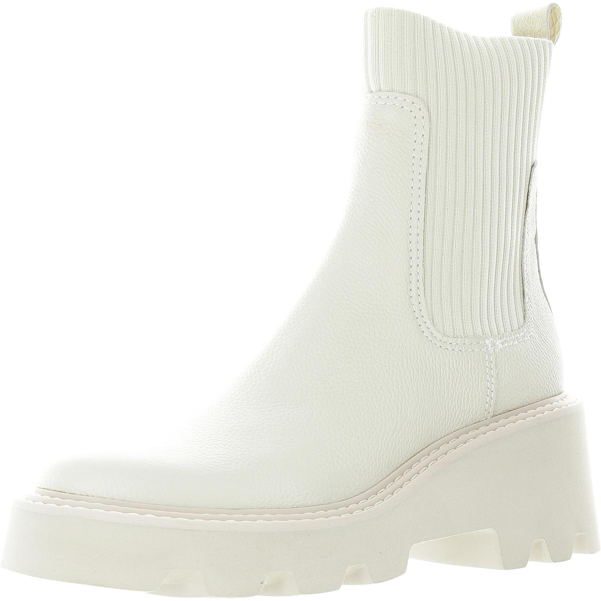 Lugged Sole Leather Mid-Calf Boots