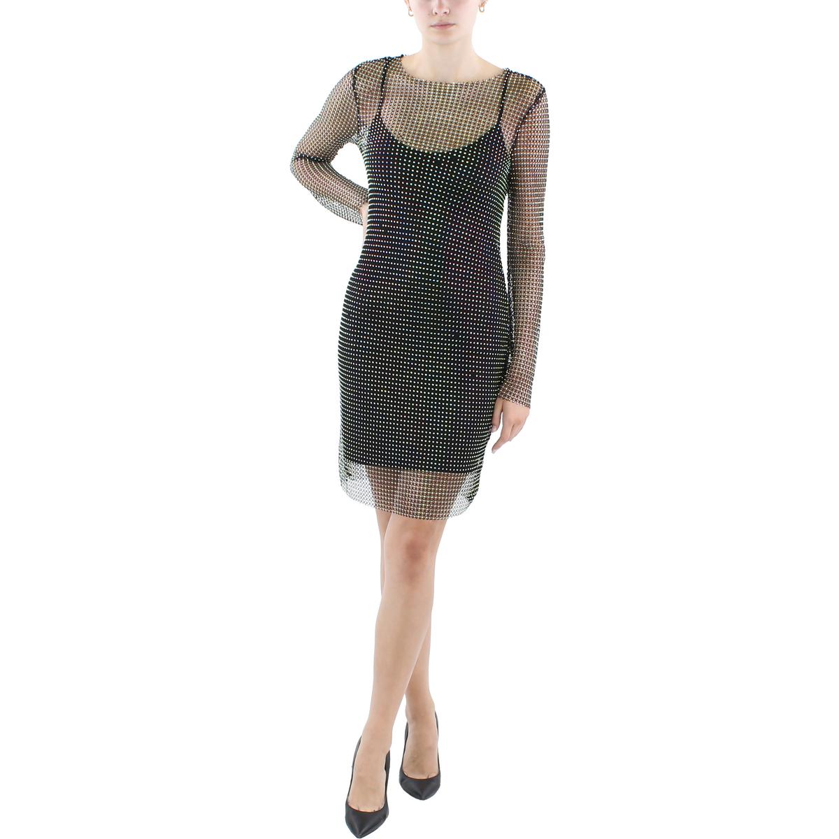 Juniors Sheer Rhinestone Cocktail And Party Dress