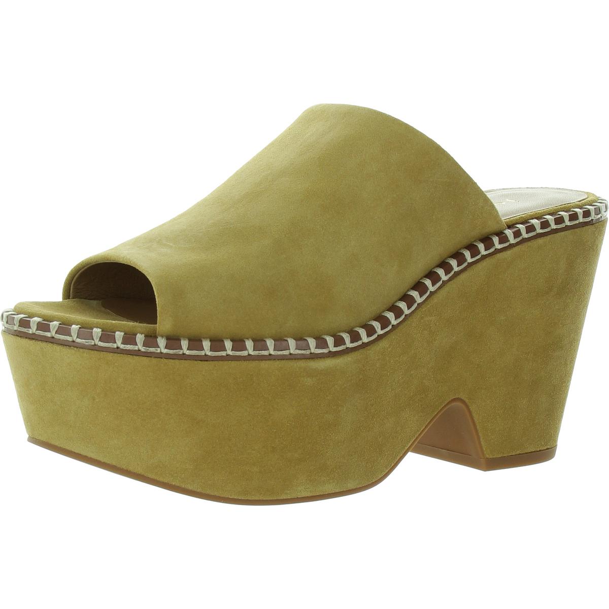 Pendant Suede Peep-Toe Platform Sandals