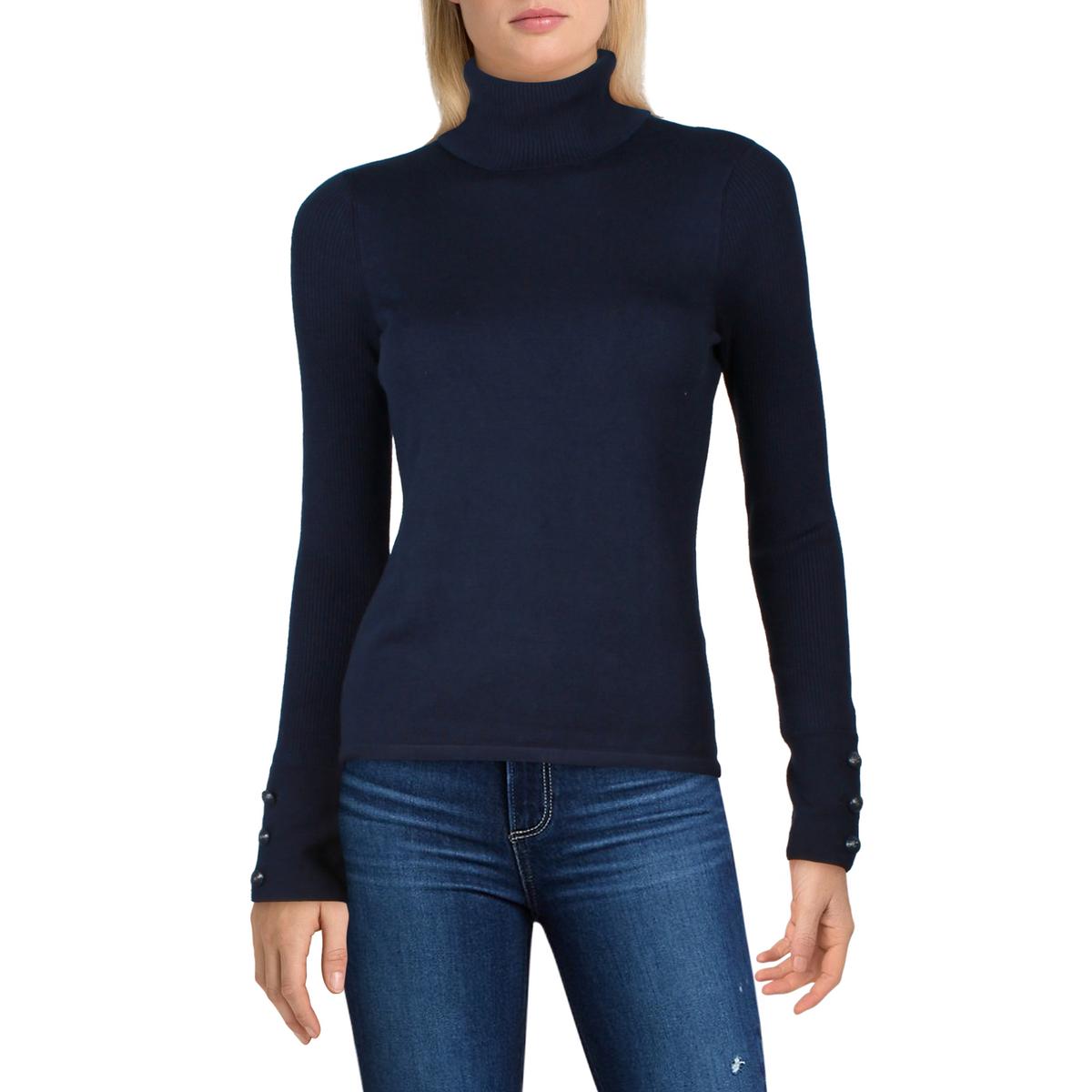 Turtleneck Ribbed Trim Pullover Sweater