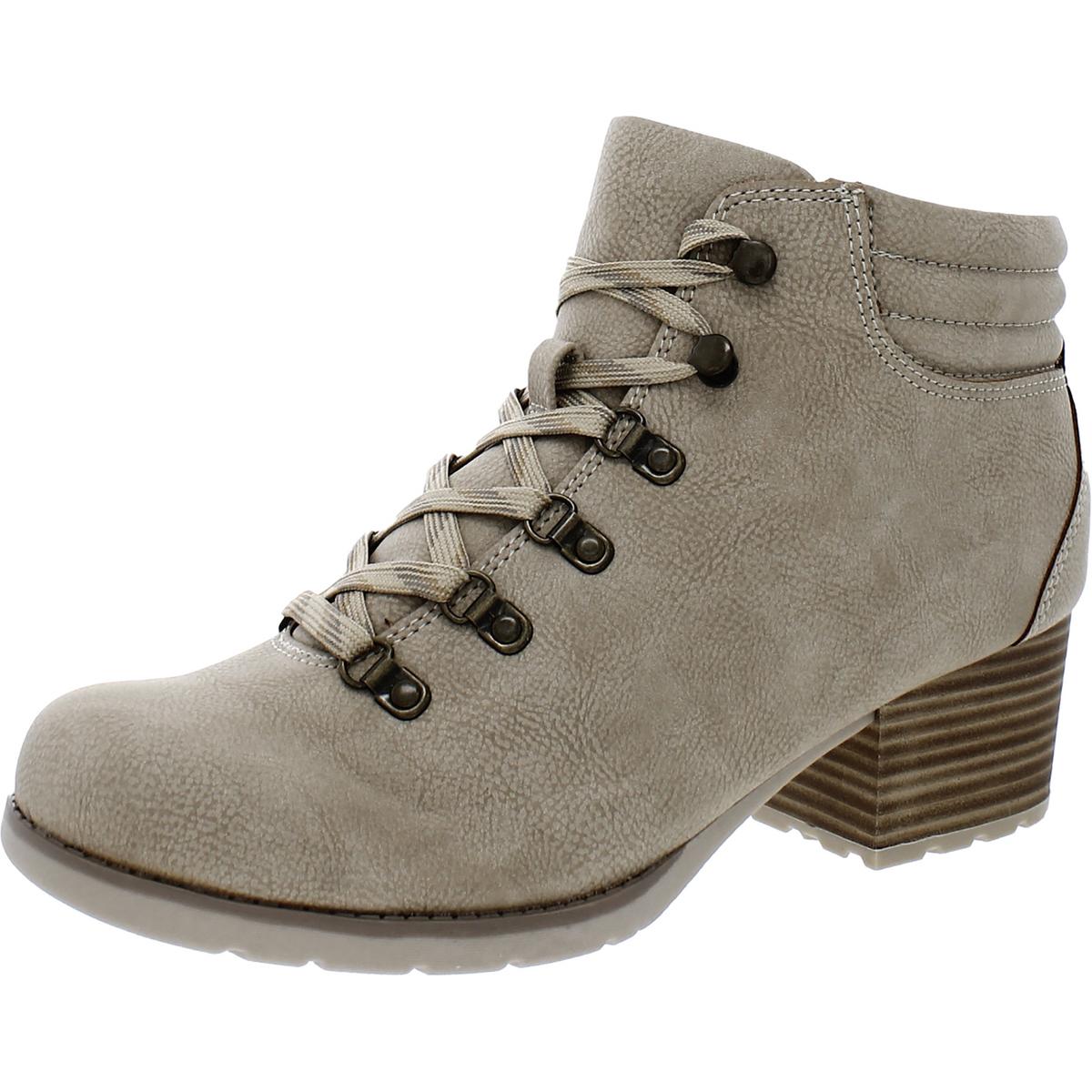 Alder Faux Leather Block Heel Hiking Boots