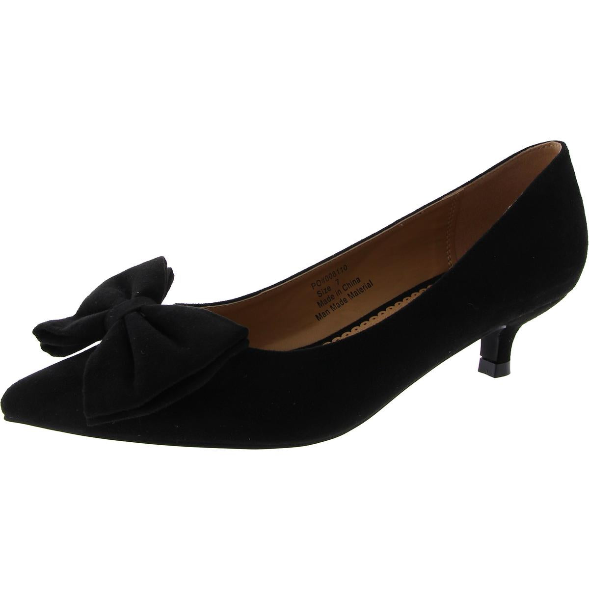 Faux Suede Bow Kitten Heels