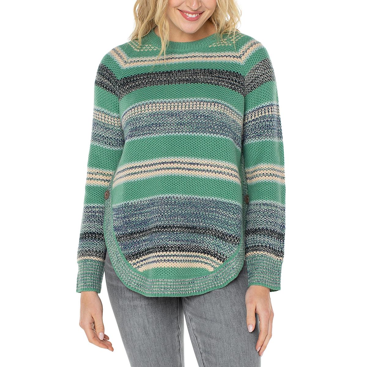 Striped Raglan Sleeve Pullover Sweater