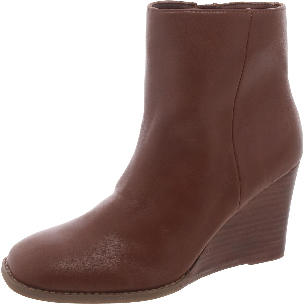 faux Leather Wedge Ankle Boots