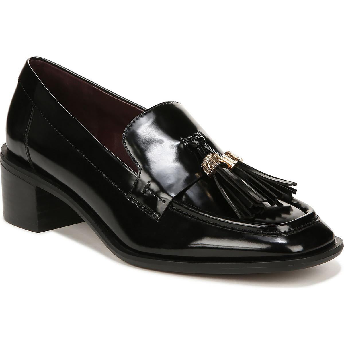 Donna Patent Square Toe Loafer Heels