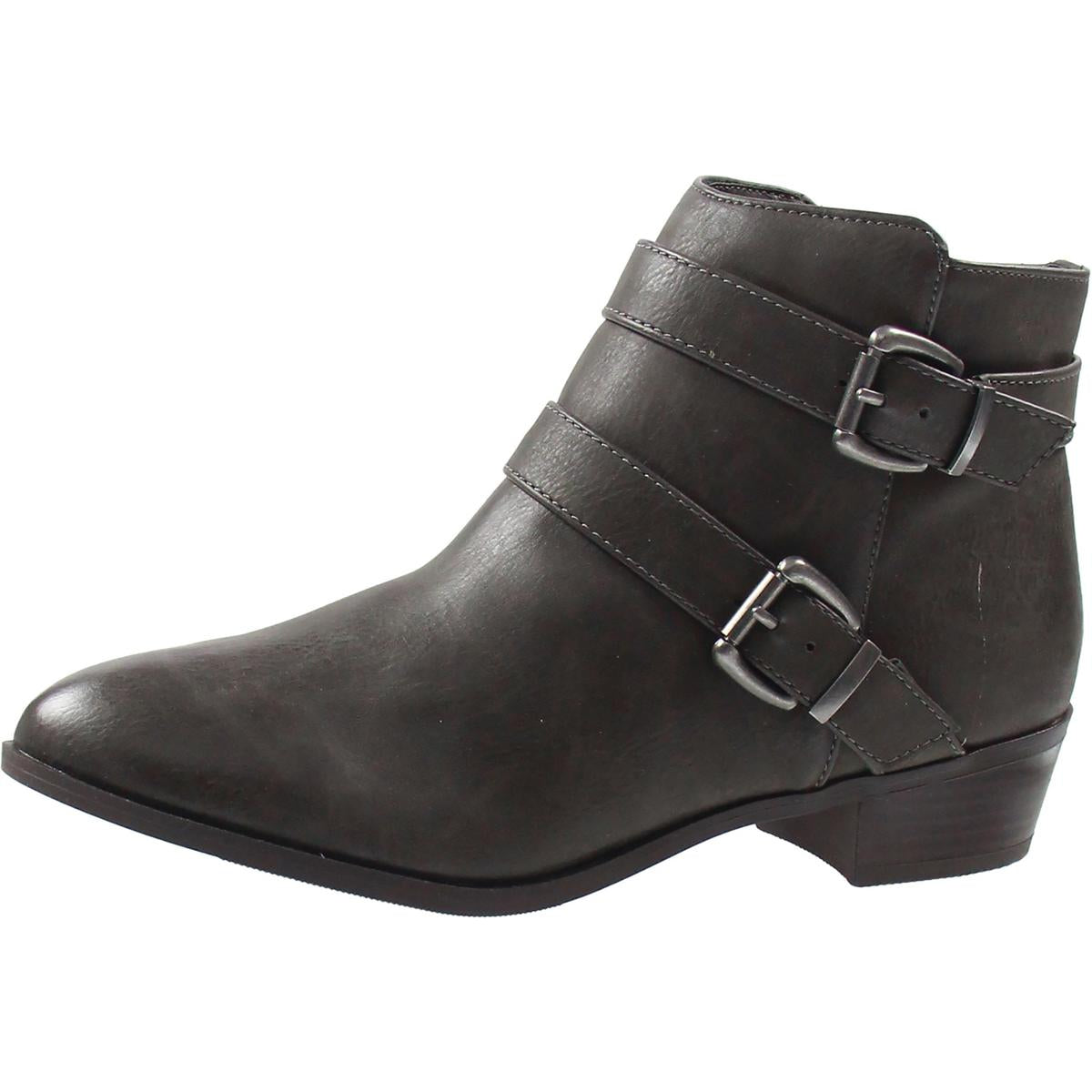 Cady Buckle Faux Leather Ankle Boots
