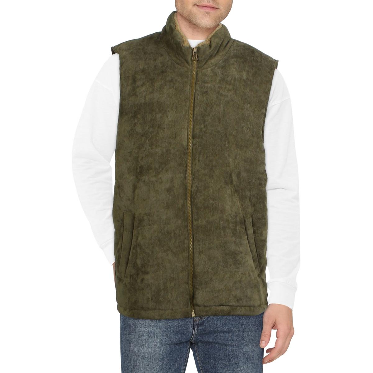Faux Fur Lined Corduroy Casual Vest